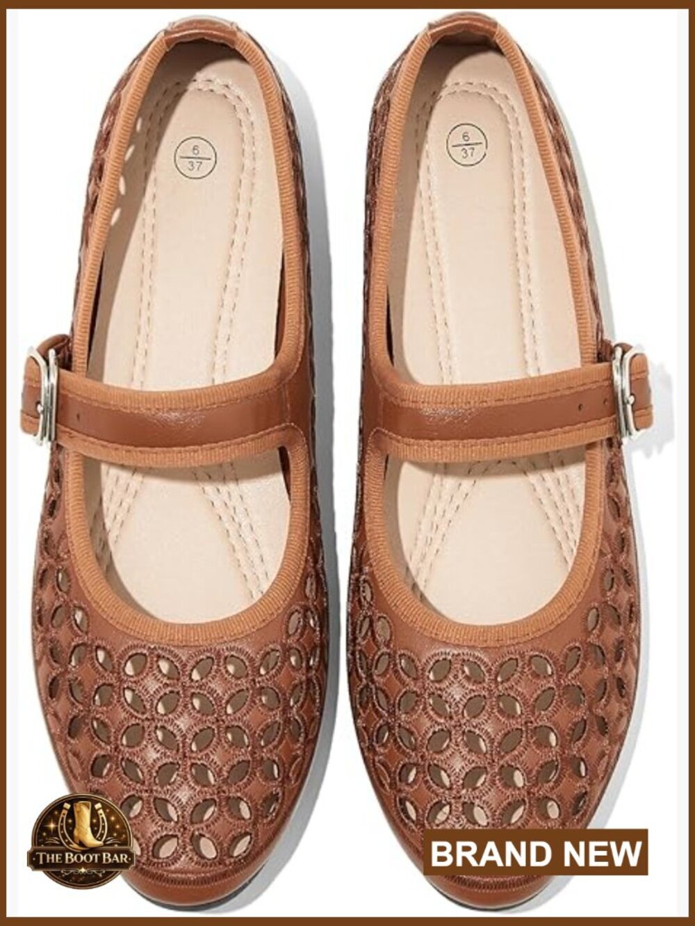 Perforated Mary Jane Flats Breathable Cutout Retro Comfortable Adjustable Strap